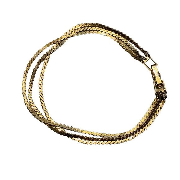 10/$25🦋 Sarah Coventry Triple Strand Serpentine Gold Bracelet - Picture 2 of 16